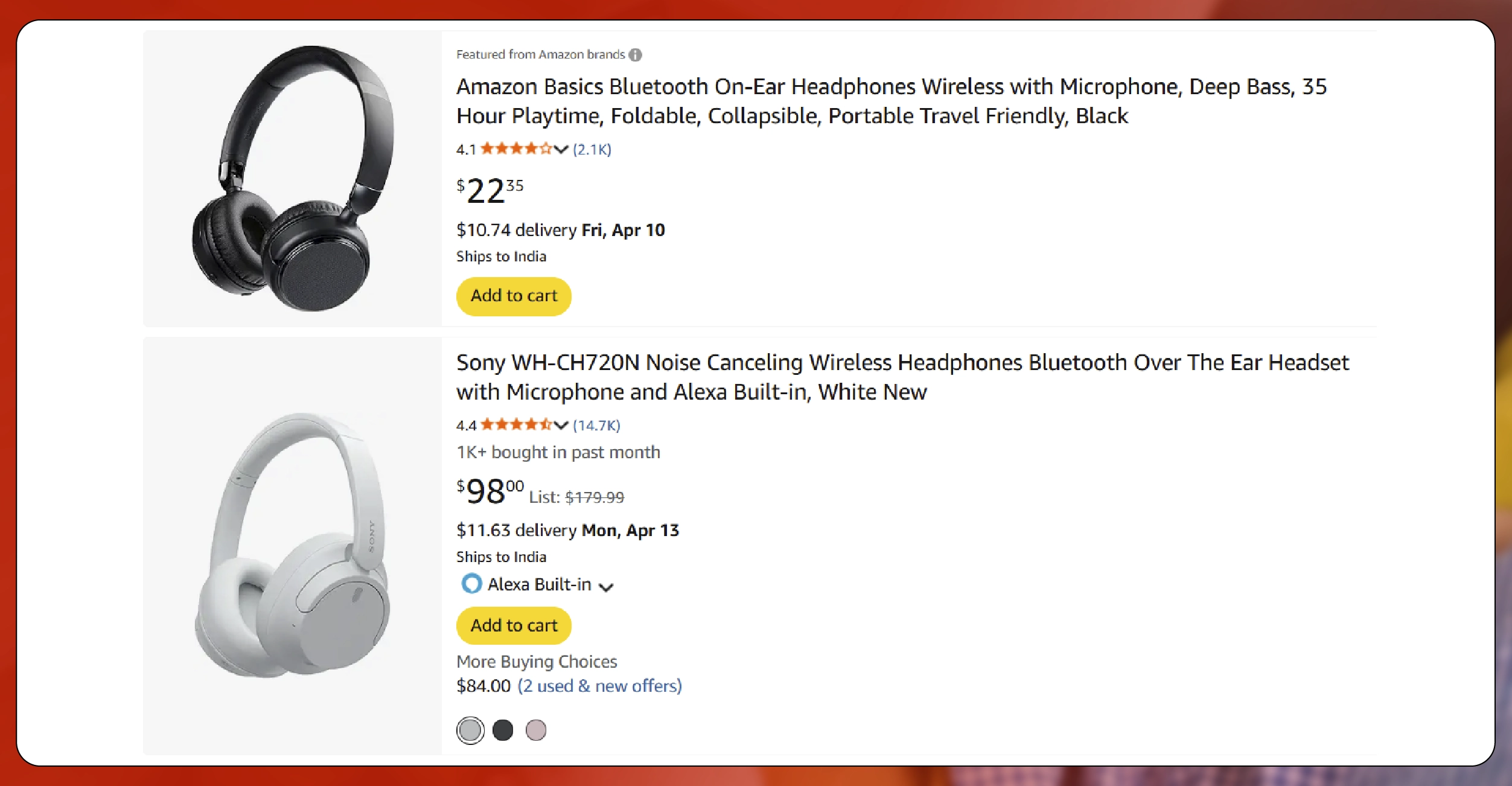 Key Data Points Collected from Amazon